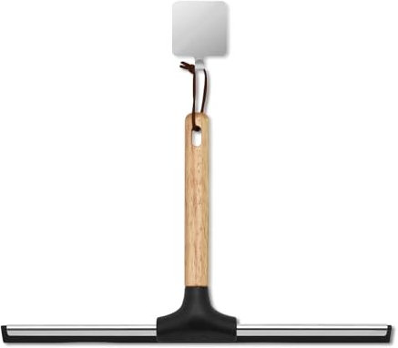 JNUYISW Tergivetro per Doccia, 30.5cm Tira Acqua da Doccia Silicone con Gancio Adesivo Impugnatura Ergonomica in Legno Lavavetri Doccia per Bagno, Finestre, Vetro, Porta Della Doccia, Auto, Specchi