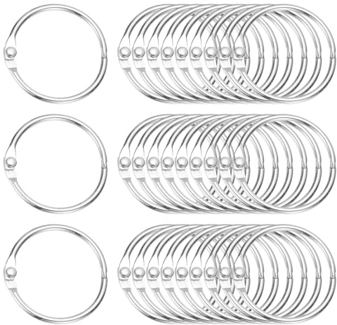 PATIKIL Anelli per raccoglitori 1.2 x 1.4 a fogli mobili, 30 pezzi anelli metallici per libri nichel anello portachiavi per carta schee indice flash card anelli, tono argento