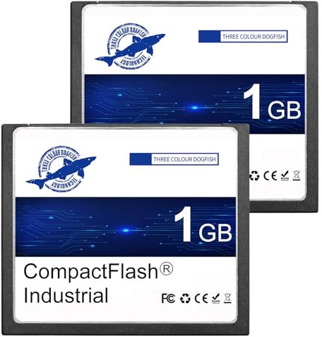 Dogfish Tarjeta de Memoria Compact Flash de 1GB 2 Pack Industrial CF Memory Card Tipo I de Alto Rendimiento FAT16 para Equipos Industriales y Cámaras Digitales Antiguas