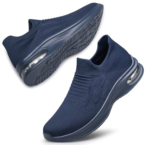 Raoendis Dam Slip On Sneakers Träningsskor Löparskor Kvinnor Skor Sportskor Gångskor Bekväma Löpningsskor Med luftkudde för Inomhus och Utomhus Blå 44