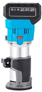 Fresadora de Madera Rebajadora Eléctrica, Recortadora eléctrica sin escobillas de 1000W, enrutador de tallado a mano de 6,35mm, fresadora de madera, máquina cortadora de ranuras y grabado for batería(