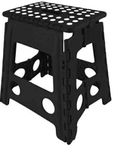 Multifunktionaler Klapptritt - Rutschfester Hocker 40cm, Schwarz, Faltbarer Schemel für Küche, Bad, Garten
