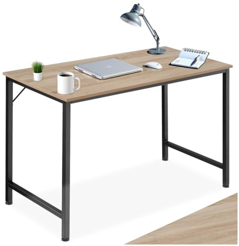 tectake® Scrivania Moderna, Regolabile In Altezza, Design Industriale, Scrivania In Legno, Struttura In Acciaio, Tavolo da Studio e Ufficio - 120x60x75,5 cm, Industriale Chiaro