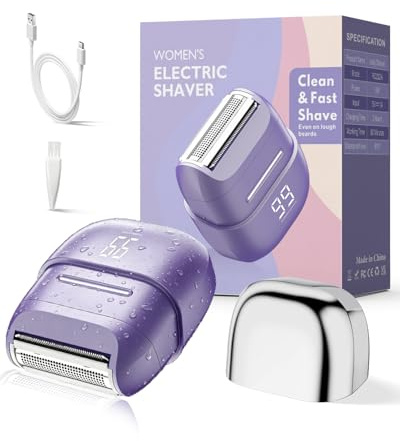 Lady Shavers for Women, Waterproof Electric Razor for Women, Dual-Blade Razors for Sensitive Skin,with LED USB,Mini Electric Shaver Travel-Friendly,Face Shavers for Legs, Arms, Bikini and Body(Purple)