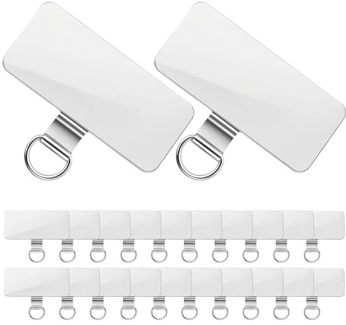 Bremorou 20 stycken hållare mobiltelefonband mobiltelefonkedja universell mobiltelefonsnoddlapp av rostfritt stål, mobiltelefon säkringsdynor med metallring mobiltelefonband snoddadapter för de flesta