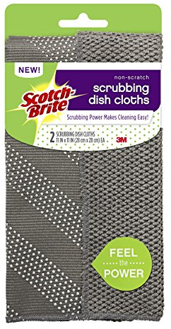 Scotch-Brite Non-Scratch Gray Scrubbing Dish Clothes, Scrubbing Power Makes Cleaning Easy, 2 Cloths