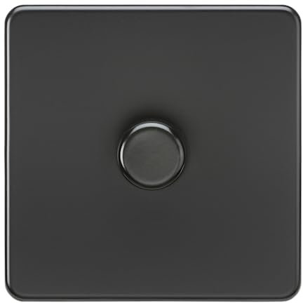 Knightsbridge SF2181MBB Screwless 1G 2-Way 10-200W (5-150W LED) Trailing Edge dimmer, 230 V, Matt Black