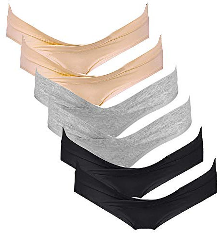 Intimate Portal Culotte Grossesse de Maternité en Coton Slips Post Accouchement pour Femme Enceinte Bikinis Croisés Lot de 6 Essentiel M
