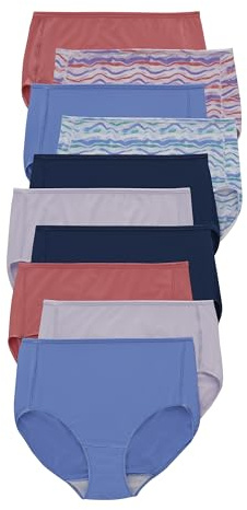 Hanes womens Cool Comfort Microfiber Underwear, 10-pack Briefs, 10 Pack - Assorted 1, 9 US