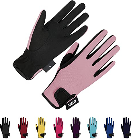 Amoy Kids Horse Riding Gloves Children Equestrian Horseback Gloves Boys & Girls Youth Outdoor Mitts Perfect for Biking Cycling Gardening Outdoor Activities Pink S Age 6-8