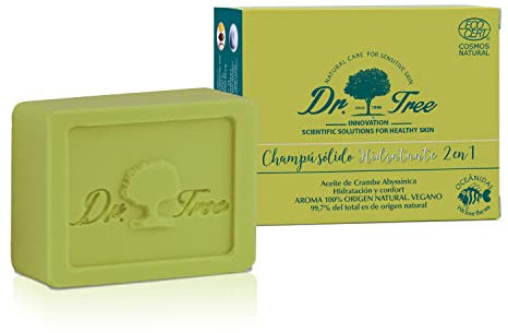 Dr. Tree 2 in 1 Feuchtigkeitsspendendes Festes Shampoo Biologisches Festes Shampoo + Spülung Pflegt und Befeuchtet Intensiv Alle Haartypen 99% Natürliche Inhaltsstoffe Ecocert 75 gr