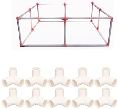 10 accesorios de codo de PVC de 3 vías, accesorios de tubería de 3 vías, codos de tres vías, diámetro interior de 25 mm para la conexión de la tienda de campaña del marco de invernadero(Blanco)