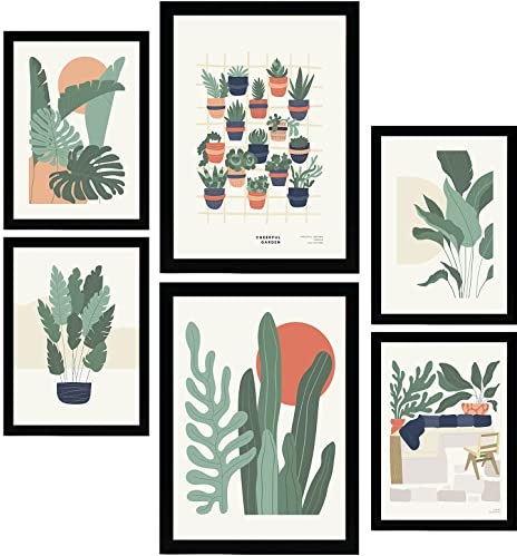 Nacnic Set de 6 Posters Minimalismo en Colores Pastel. Plantas de desierto. Láminas de Paisajes y Naturaleza para el Diseño y Decoración de Interiores. Tamaños A3 & A4, sin marcos.