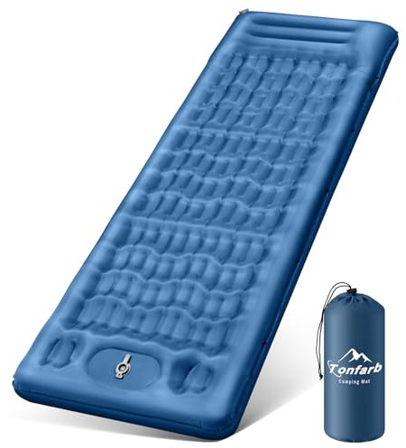 Tonfarb Isomatte Camping Selbstaufblasend, 12CM Verdicktes Aufblasbare Matratze mit Fußpresse Pumpe, Ultraleicht Wasserdicht Luftmatratze Outdoor, Anti-Ripstop Schlafmatte für Wandern und Strand