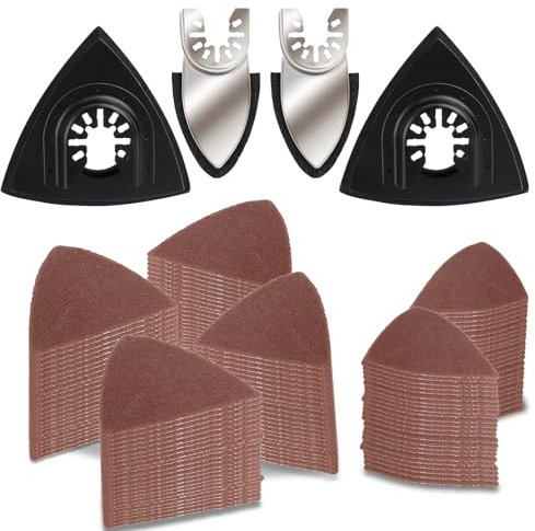 154 Piezas Lijas para Lijadora, Juego de Hojas de Lija Raton Detalle Sander Lija de Gancho y Bucle de Surtidos Papel de Lija 60/80/120/180/240 para Lijadora Delta