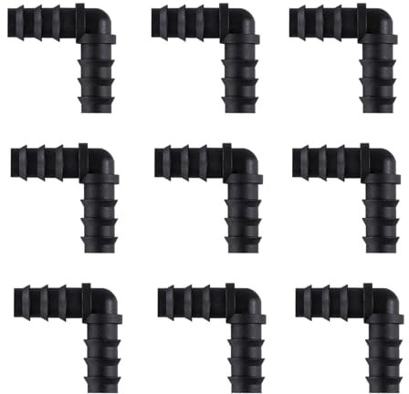 AMANDELIZABE 9 Stück L Schlauchverbinder, 13.0 mm (1/2 Zoll) Eckverbinder Steckverbinder 90° Grad Bogen Eckverbinder Schwarz Schlauch Fitting Zubehör Schlauchanschluss für Bewässerung System