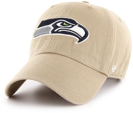 '47 NFL Seattle Seahawks Clean Up Unisex-Baseballkappe, Verstellbarer Riemenverschluss, Einheitsgröße, Team Logo, Farbe Khaki