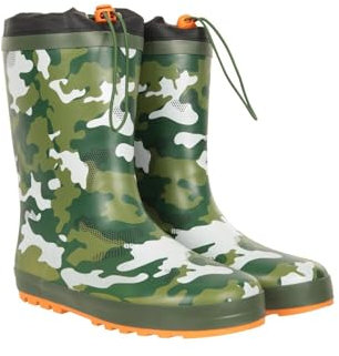 Mountain Warehouse Rainbow Winter Kids Wellies - Fleece Lined & Waterproof Rainboots with Drainage Outsole - Autumn Winter, Hiking, Trekking, Outdoors & Walking Khaki Junior Shoe Size 2