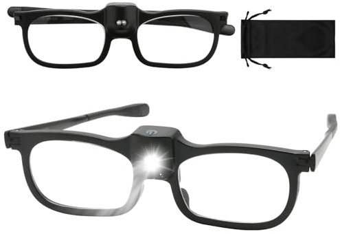 Magnifying Reading Glasses with Light 250% Hands-Free Magnifying Glasses with LED Light Bright Sight Clear Eyeglasses for Reading Crafts Hobbies Close Work Sewing Painting Jewelry Making Women Men