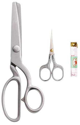 Pinking Shears All Stainless Steel Fabric Shears Heavy Duty Serrated Paper Scissors Decorative Edge Zig Zag Cut Scissors 8 Inch