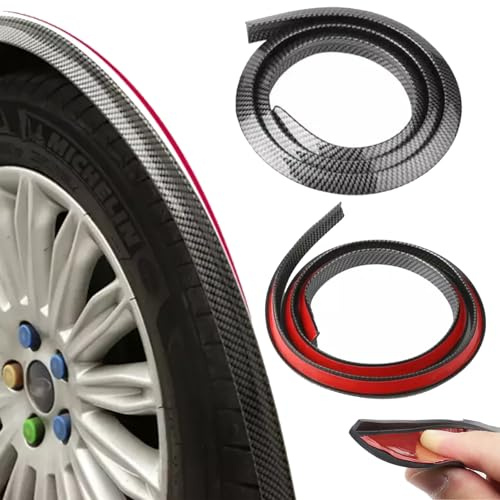 Inscrip 1,5 m*4,5 cm Parafanghi universali, allungamento del parafango dell'auto, forma a fendinebbia, protezioni per pneumatici e decorazione per auto, 2 PZ (fibra di carbonio)