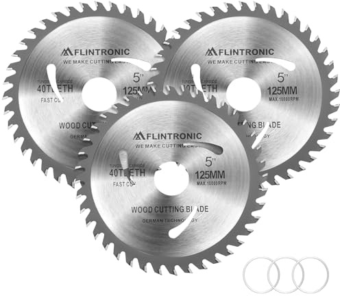 Flintronic 3pcs Lame de scie circulaire 125 x 22,2 mm, Disque à Tronçonner Meuleuse 125, 40 dents Coupes propres, Lame scie circulaire pour Bois, Contreplaqué, Stratifié, Cloison, Sèche, Plastique