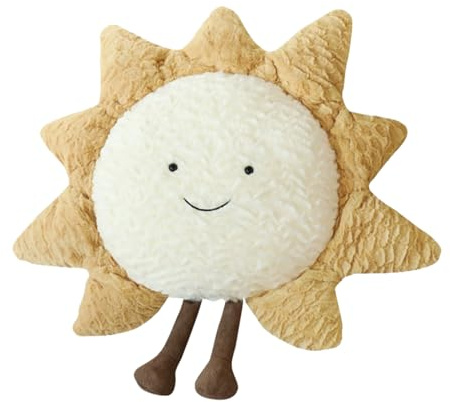 PORUPAEL Coussin en peluche 40 cm - Motif soleil - Lune - Étoiles - Jouets mignons - Jouet doux - Coussin décoratif pour chambre d'enfant - Cadeau (soleil)