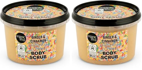 Organic Shop 250ml Body Scrub Christmas Cookies Ginger & Cinnamon (Pack of 2)