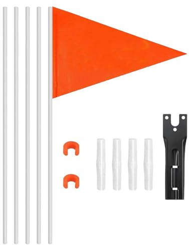 GAJUS Drapeau de Sécurité pour Vélo Enfant Adulte Orange Haute Visibilité avec Mât Rigide,Fanion de Sécurité pour Vélo Remorque Golf Charette Extensible et Réfléchissant pour Cyclisme Extérieur