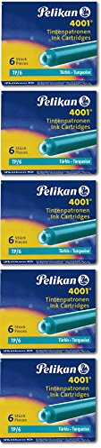 Pelikan Patronen, 5 Päckchen brillant-grün. mit je 6 Tintenpatronen 4001 (5 Päckchen, türkis)