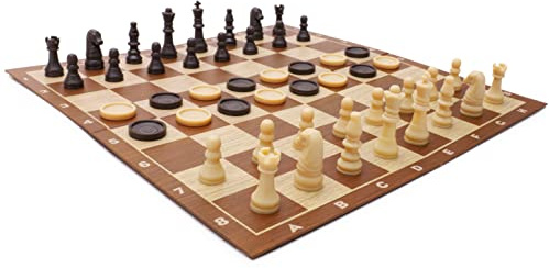 Set di giochi da 57 pezzi Toyland® con tabellone pieghevole e scatola portaoggetti - 3 giochi; Scacchi, Dama, Tris e Croci - Età 3+