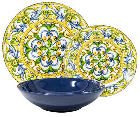 NAMAI - Servizio Piatti 6 Persone - Piatti Porcellana - Adatti in Lavastoviglie e Microonde - Piatti Colorati - Set Piatti 18 Pezzi - Set Piatti 6 Persone