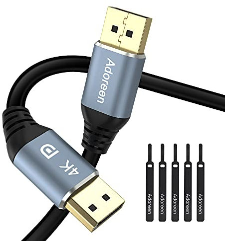 Adoreen 4K DisplayPort Cable 50 feet, DP to DP 1.2 Cord(from 1.5 to 50ft) 4K@60Hz 2K 1440p,1080p Full HD Display Port for 3D PC TV Gaming Monitor with 5 Ties(15.2m)-NOT HDMI