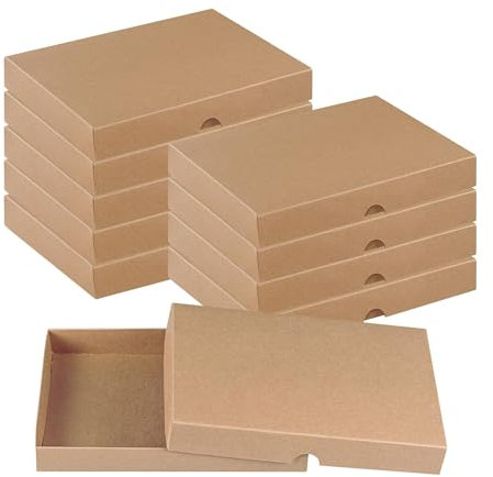Natürlich verpacken Faltschachtel 13,6 x 19,6 x 2,5 cm, Braun, Jade Kraftkarton, mit Deckel - 10er Set