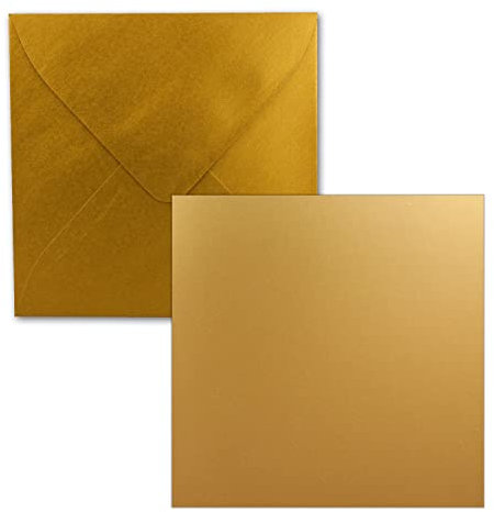 Quadratisches Einzelkarten-Set - 15 x 15 cm - mit Brief-Umschlägen - Gold - 25 Stück - für Grußkarten & mehr - FarbenFroh by GUSTAV NEUSER