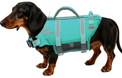 EMUST Dog Life Vests, Adjustable XS Dog Life Jacket with 2 Rescue Handle