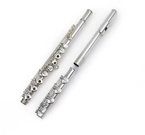 Professionelle Querflöte B-Fuß Geteiltes E-Tasten-Flöteninstrument, Kupfer-Nickel-versilbertes 17-Loch-C-Ton-Flöte Mit Offenem Loch