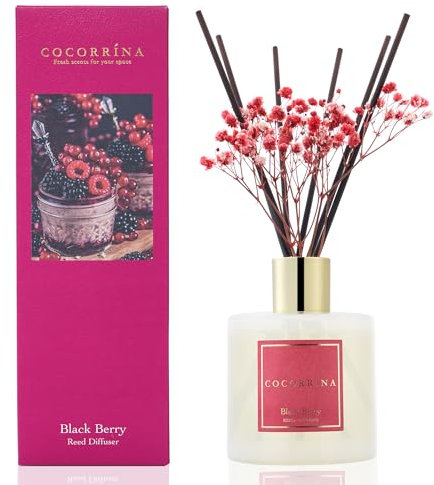 Cocorrína Set di diffusori a bastoncini, 200 ml, diffusore di bacche nere con 8 bastoncini di profumo per la casa, per camera da letto, bagno, soggiorno, casa e ufficio
