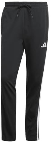 adidas Men's Essential Three Stripes Single Jersey Pants, Black/White, XS