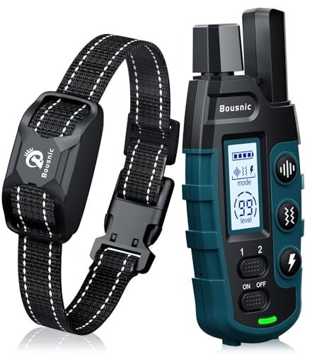 Bousnic Dog Shock Collar - 3300Ft Training Collar with Remote for 5-120lbs Small Medium Large Dogs Rechargeable Waterproof e Collar with Beep (1-8), Shake(1-16), Safe Shock(1-99) Modes (Black)