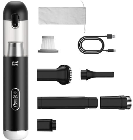 Minthouz 20KPa Handheld Cordless Car Vacuum Cleaner with LED Light,2H Quick QC 3.0 Fast Charging,Portable Small Vacuum for Car,Home,Office,Corners