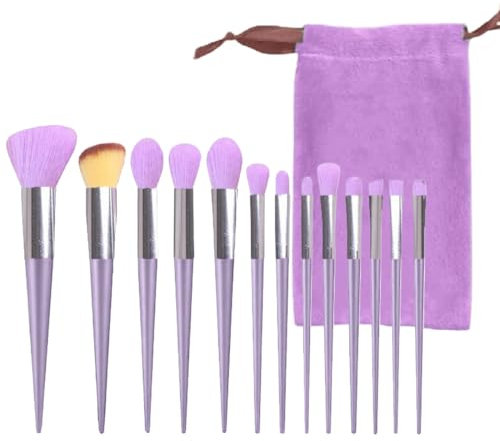 SJBAUTYO 13pcs Pinceau maquillage,Set Pinceaux maquillages professionnel pour fond de teint, mélange de poudre, fard à joues,contour des yeux,Violet
