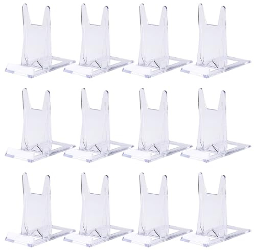 12Pcs Book Stand, Adjustable Clear Acrylic Display Stands, Multi-Use Easel Collector Holder for Comic Album CD Magazine Postcard Picture Artworks