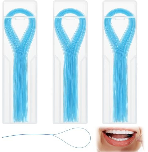 Huybaa Infila Filo Interdentale Da 150 Pezzi Infila Filo Interdentale per Pulizia Profonda per Apparecchi Ortodontici Ponti E Impianti (Confezione Da 3)