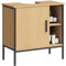 HOMCOM Mueble bajo Lavabo Mueble de Baño con Puerta y Estante Ajustable para Lavabo con Pedestal 60x30x59,5 cm Roble