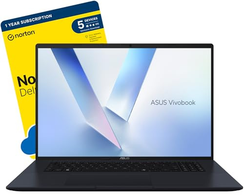 ASUS Vivobook 18 M1807 18.4-inch AI Business Laptop (AMD Ryzen 7 260,16GB DDR5 RAM, 1TB SSD, Wi-Fi 6, Backlit Keyboard, Windows 11 Home) includes Free Norton 360 Deluxe Anti Virus