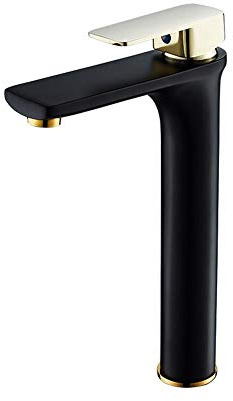 Mixer Tap PVD Mirror Plating Brass Basin Faucet Low-Pressure Water Saving Soft Water Flow Sink Tap Single Hole Wrench Switch Mixer Tap for Kitchen Bathroom Hotel,Black B