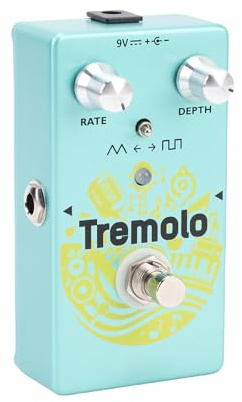 SUNGOOYUE Pedal de Trémolo, Pedal de Guitarra Trémolo con Interruptor de Modo de Onda Triangular Cuadrada, Perillas de Profundidad de Velocidad para Grabación de Estudio en Vivo