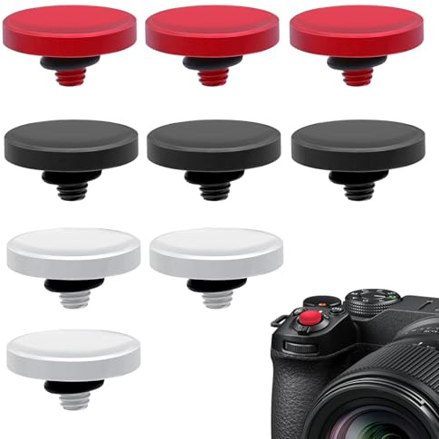 Utlösningsknapp uppsättning av 9 aluminium, mjuk slutarknapp, konkav | 3 färger, aluminium, konkav form, kompatibel med Fuji X100/X-Pro/X-E/X-T-serien samt Leica M och Sony RX1R II