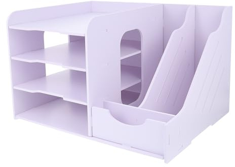 COHEALI Étagère à Dossiers de Bureau Multicouches 1 Pièce, Support de Rangement Empilable pour Documents et Fournitures, Structure Solide Écologique, Bureau Maison École Rangement